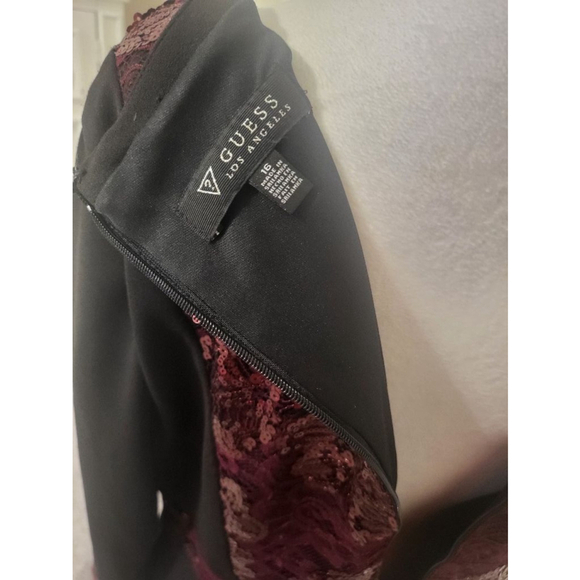 Women's Guess Dress, Black & Burgundy, Size 16 - Picture 7 of 7